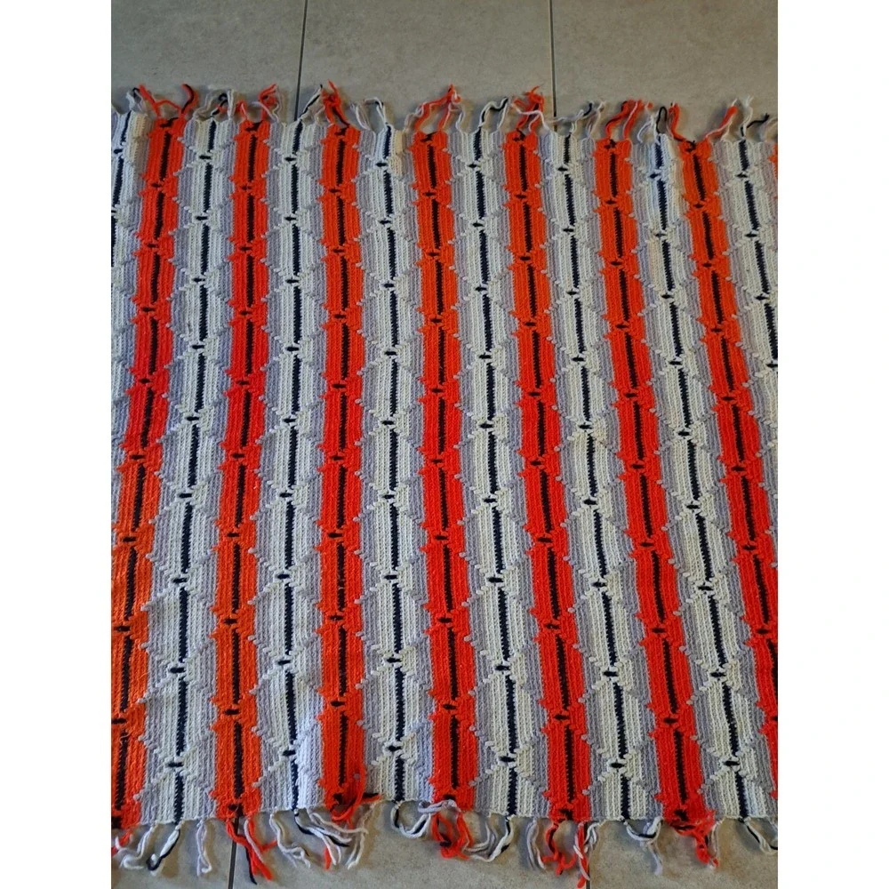 Vintage Handmade Crochet Rectangle Afghan‎ Blanket Throw 84 X 47